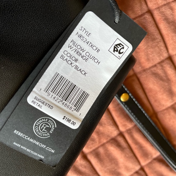 Rebecca Minkoff Pillow Clutch with Fringe in Black new with tags - Picture 3 of 9